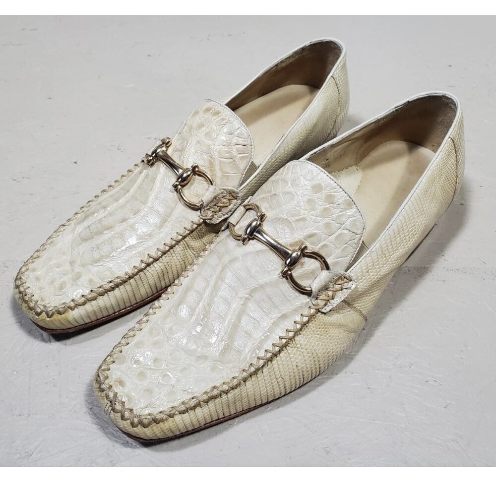 Belvedere Italo 1010 Crocodile & Lizard Leather Horsebit Loafers w/ Box | 8.5M